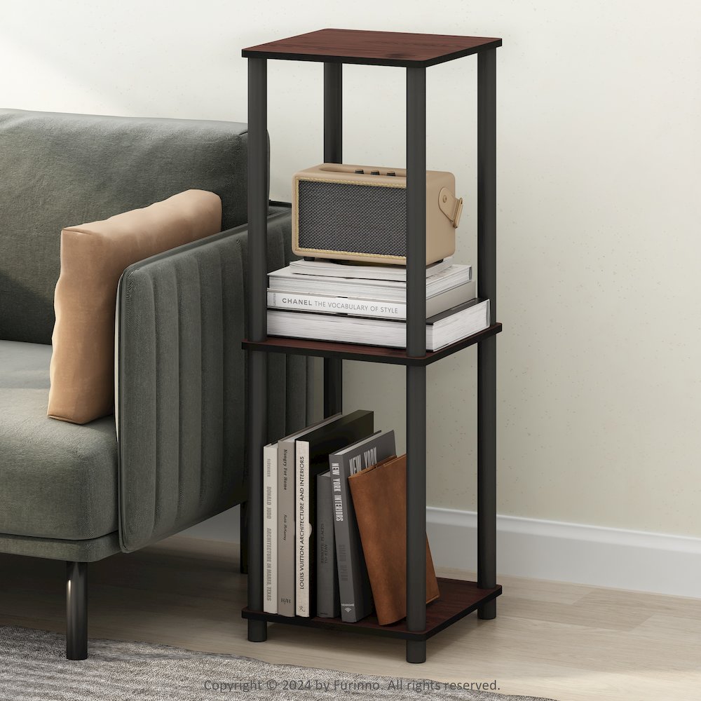 Turn-N-Tube Easy Assembly Stackable Bookcase, Bookshelf, Dark Cherry/Black
