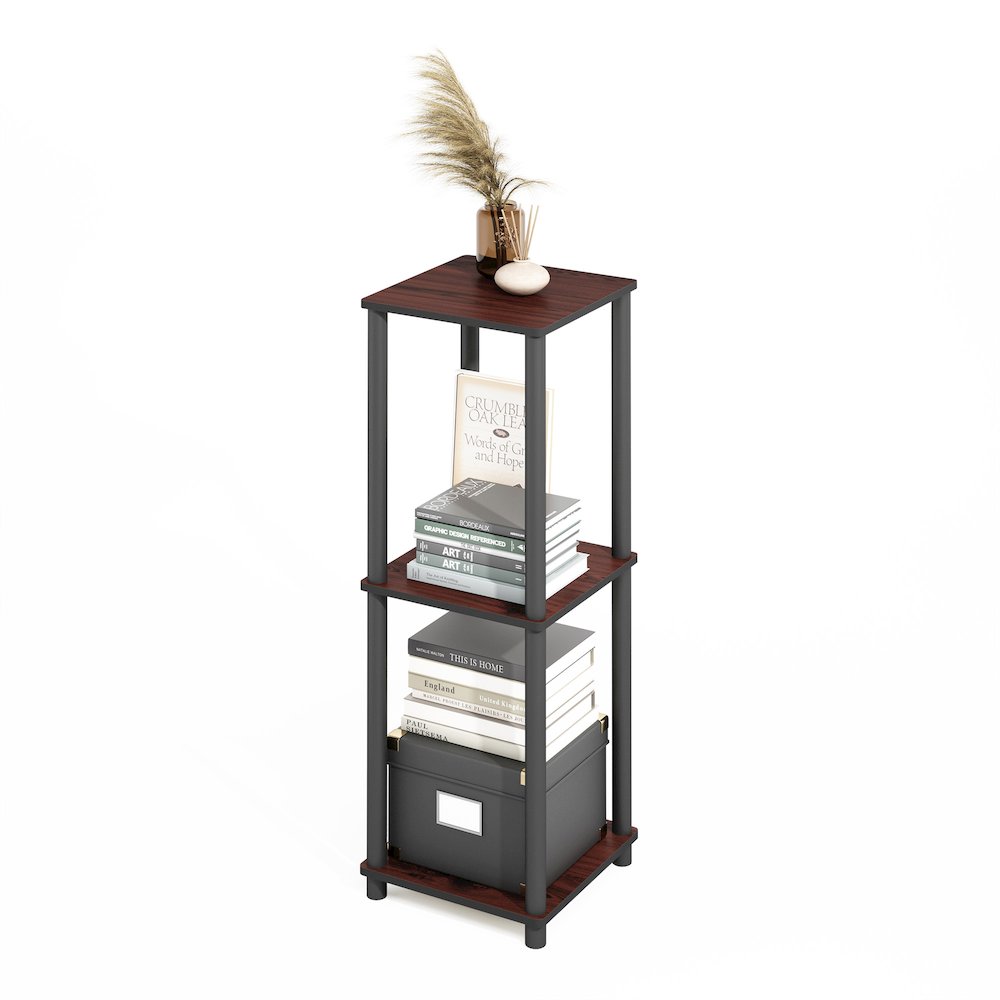 Turn-N-Tube Easy Assembly Stackable Bookcase, Bookshelf, Dark Cherry/Black
