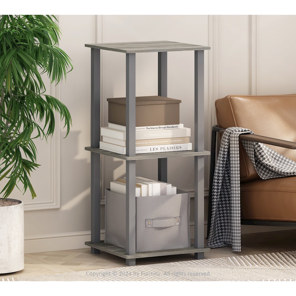 Turn-N-Tube Easy Assembly Stackable Bookcase, Bookshelf, French Oak/Grey