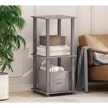 Turn-N-Tube Easy Assembly Stackable Bookcase, Bookshelf, French Oak/Grey