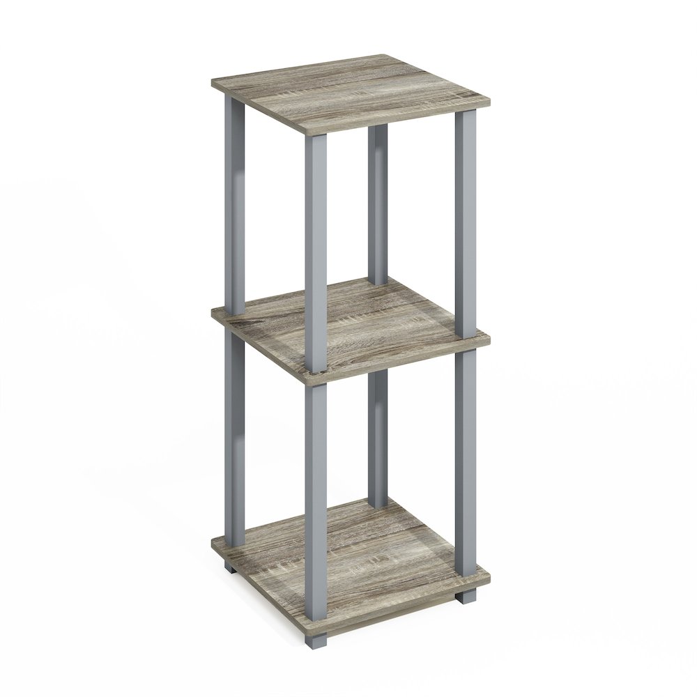 Turn-N-Tube Easy Assembly Stackable Bookcase, Bookshelf, French Oak/Grey