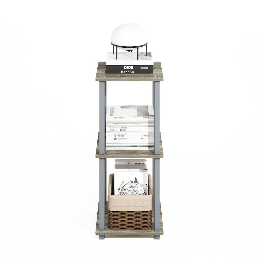 Turn-N-Tube Easy Assembly Stackable Bookcase, Bookshelf, French Oak/Grey