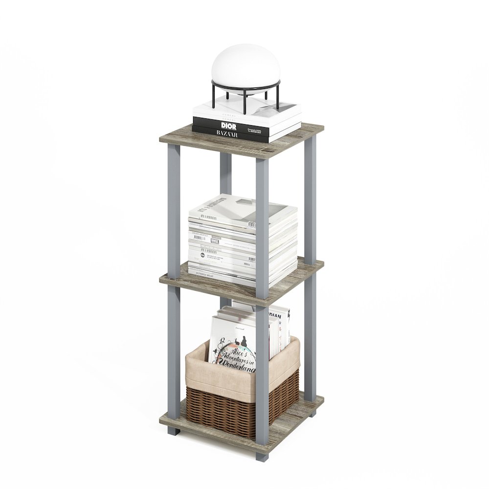 Turn-N-Tube Easy Assembly Stackable Bookcase, Bookshelf, French Oak/Grey