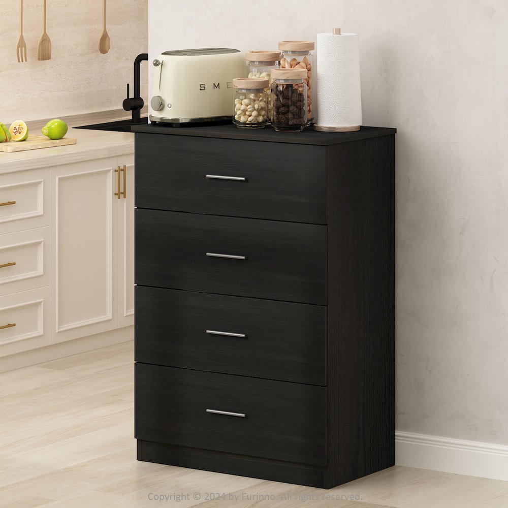 Hermite 4-Drawer Kitchen & Dining Sideboard Buffet Storage, Americano