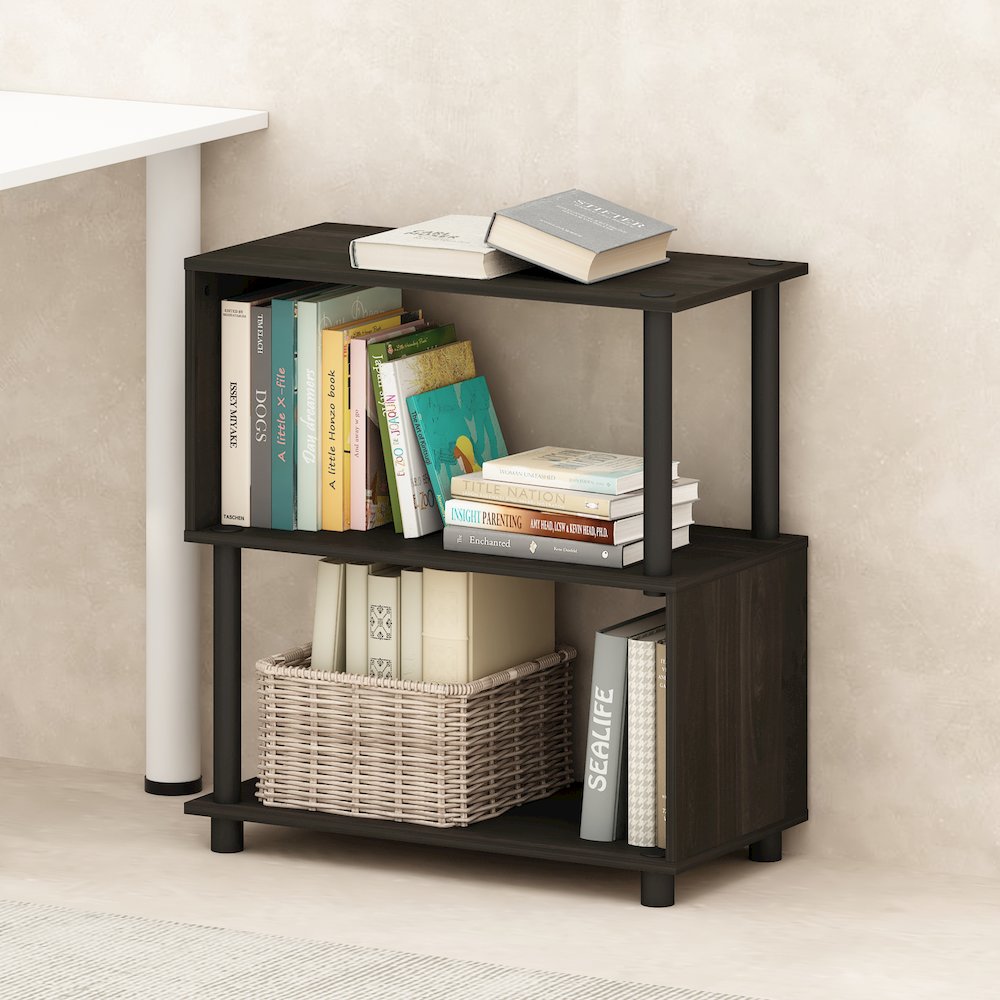 Reed 3-Tier S-Shaped Bookcase, Bookshelf, Espresso