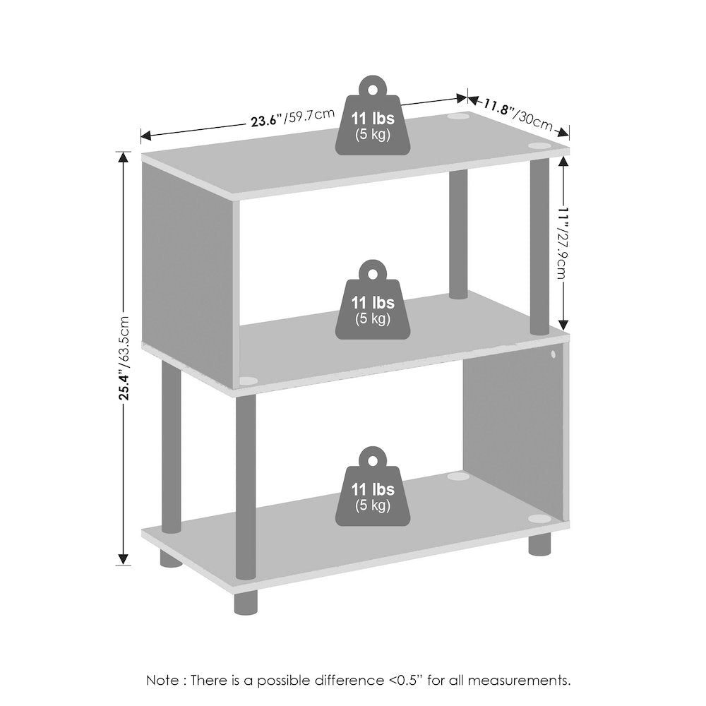 Reed 3-Tier S-Shaped Bookcase, Bookshelf, Espresso