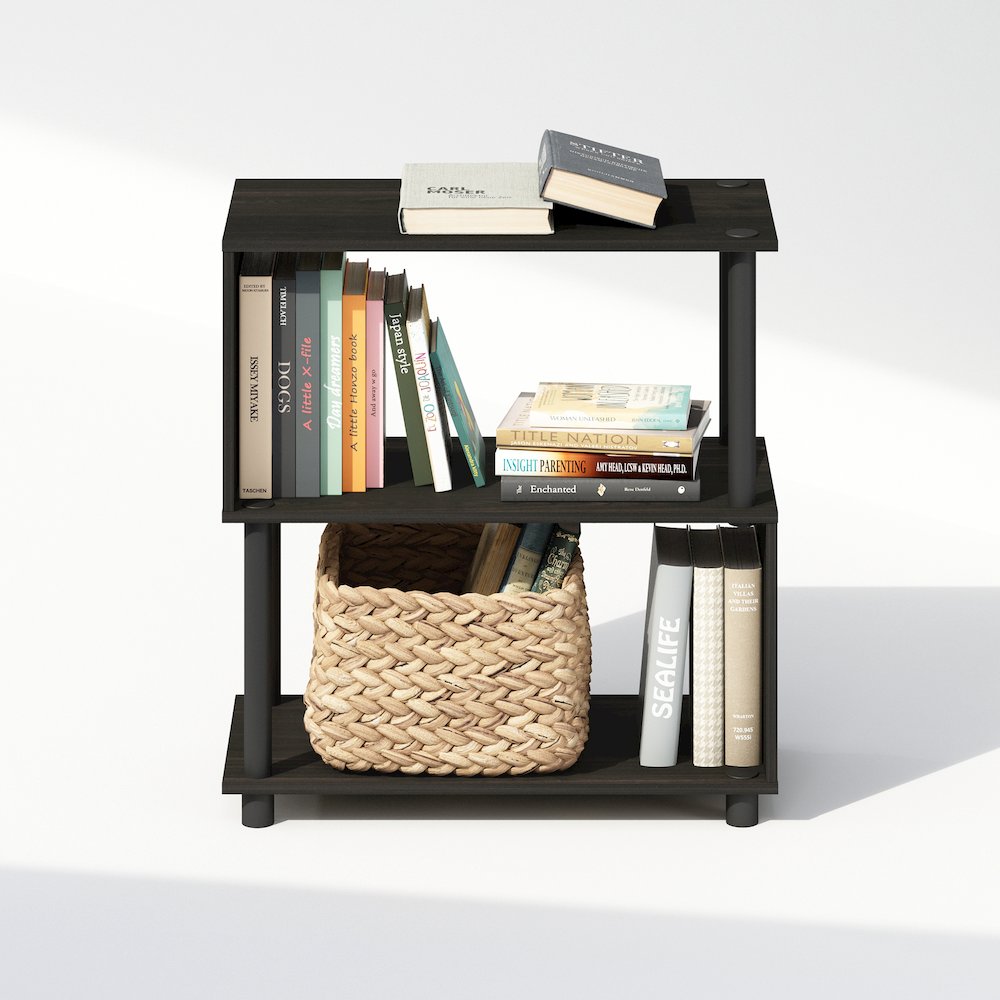 Reed 3-Tier S-Shaped Bookcase, Bookshelf, Espresso