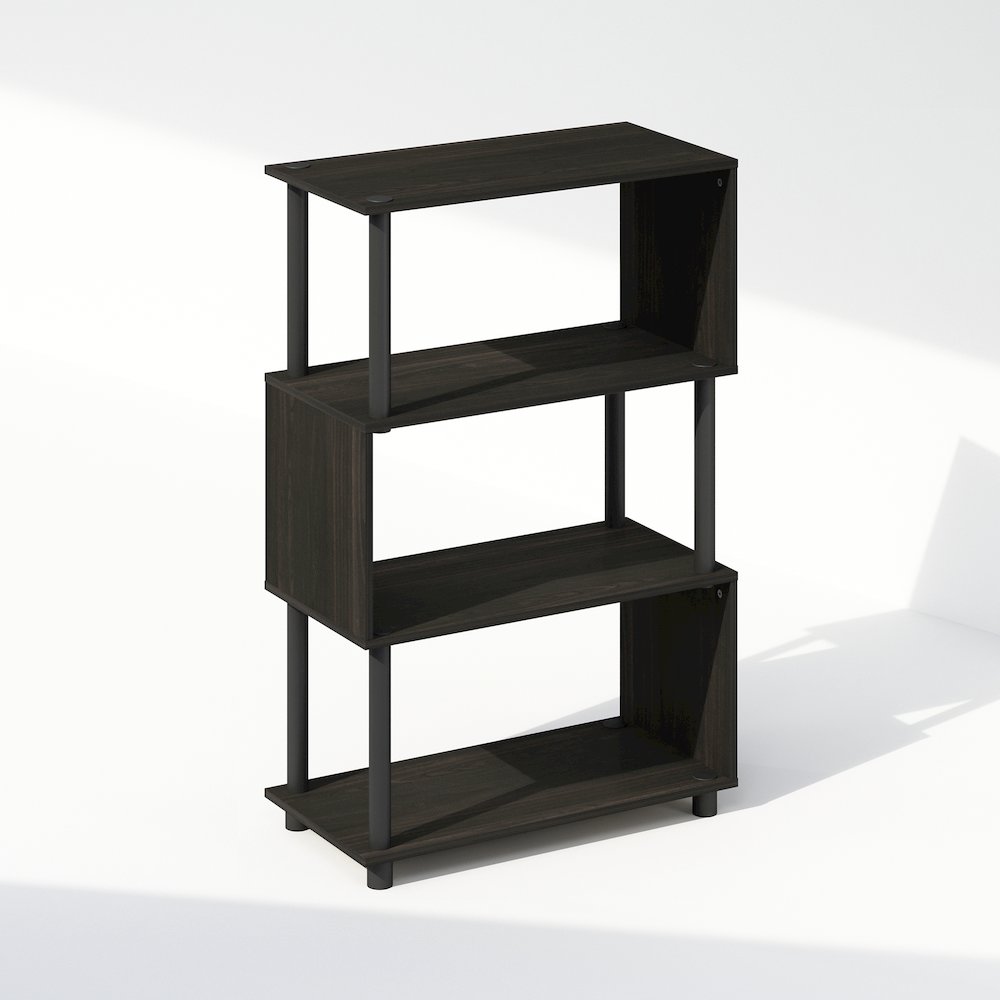Reed 4-Tier S-Shaped Bookcase, Bookshelf, Espresso