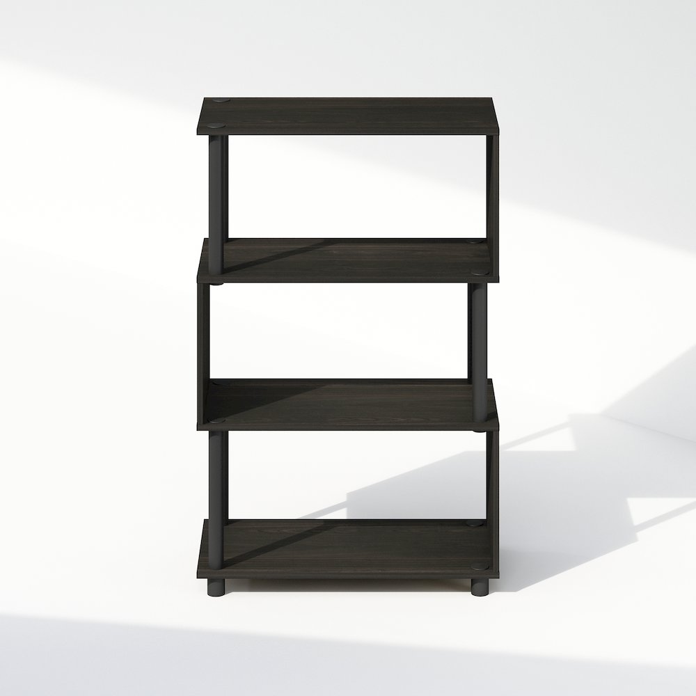 Reed 4-Tier S-Shaped Bookcase, Bookshelf, Espresso