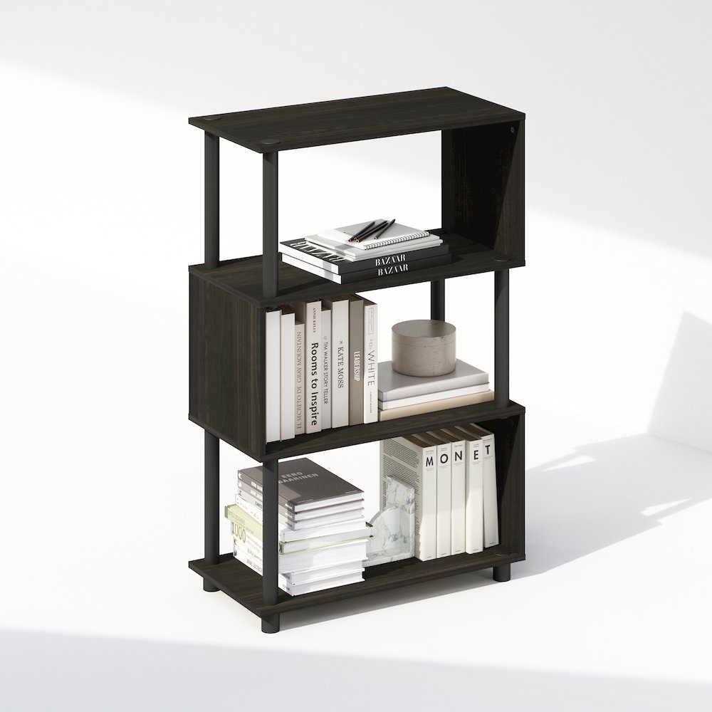 Reed 4-Tier S-Shaped Bookcase, Bookshelf, Espresso