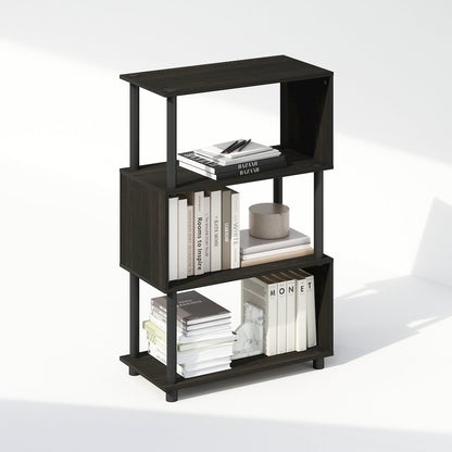 Reed 4-Tier S-Shaped Bookcase, Bookshelf, Espresso