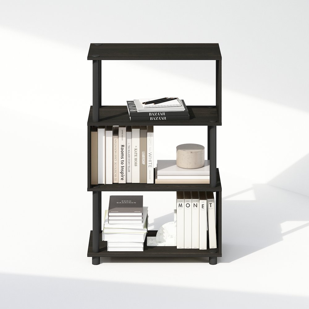 Reed 4-Tier S-Shaped Bookcase, Bookshelf, Espresso
