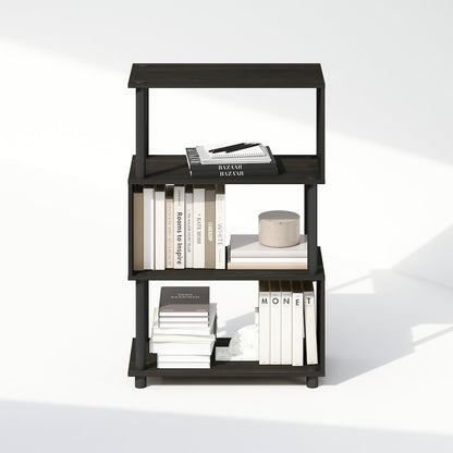 Reed 4-Tier S-Shaped Bookcase, Bookshelf, Espresso