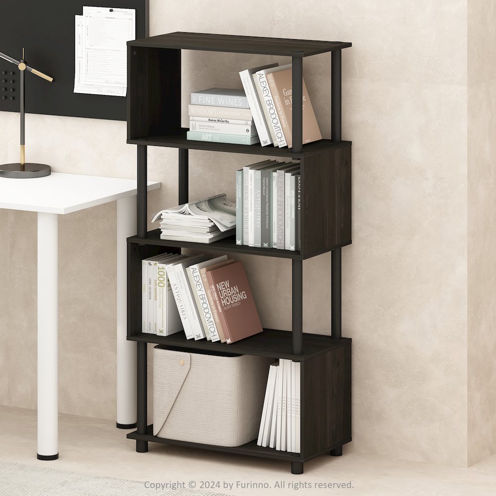 Reed 5-Tier S-Shaped Bookcase, Bookshelf, Espresso