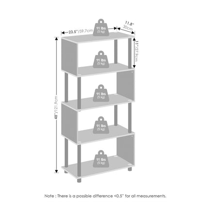 Reed 5-Tier S-Shaped Bookcase, Bookshelf, Espresso