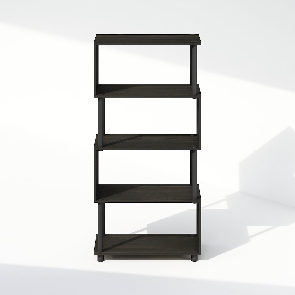Reed 5-Tier S-Shaped Bookcase, Bookshelf, Espresso