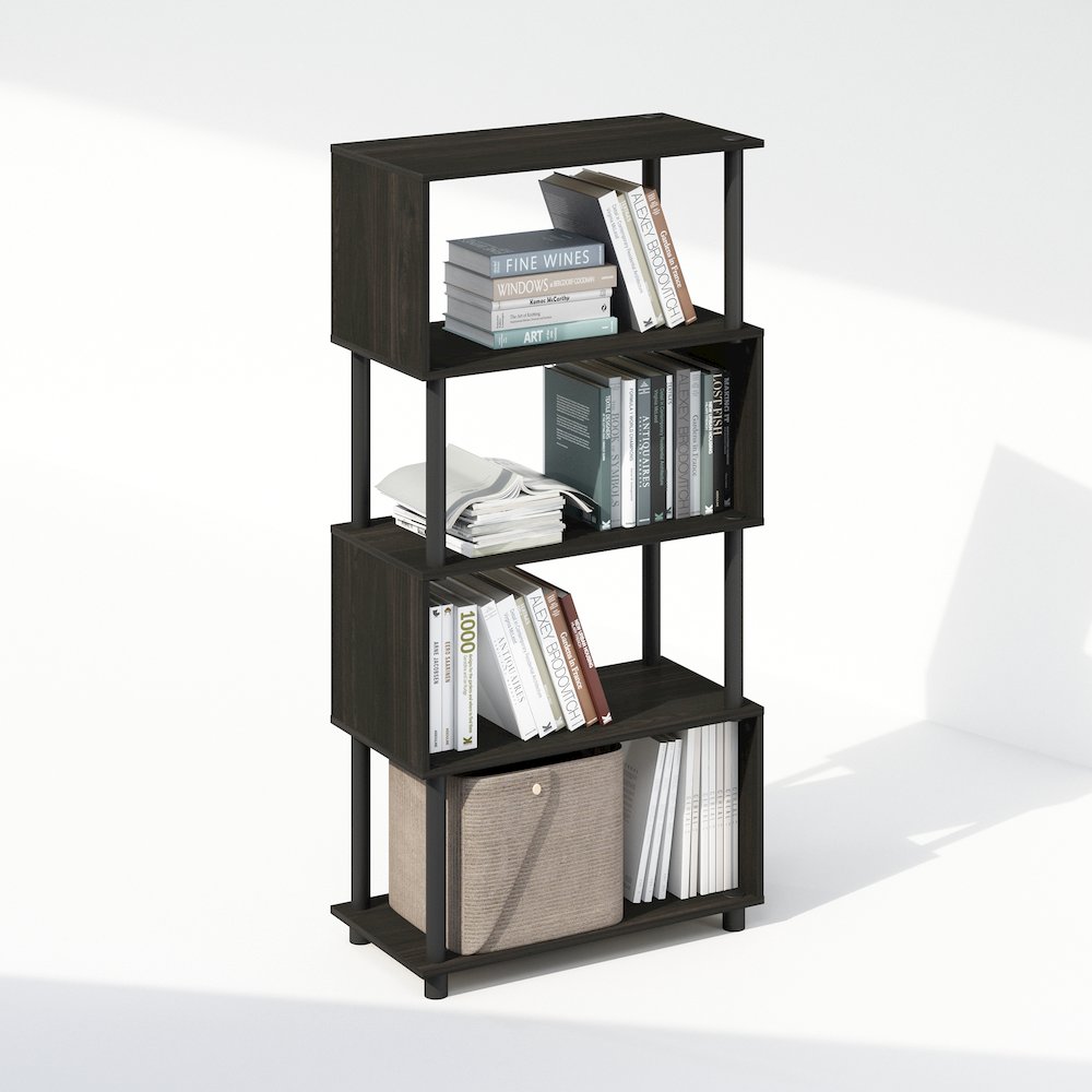 Reed 5-Tier S-Shaped Bookcase, Bookshelf, Espresso