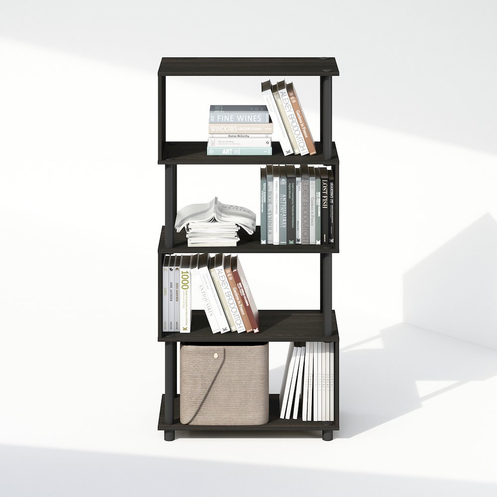 Reed 5-Tier S-Shaped Bookcase, Bookshelf, Espresso