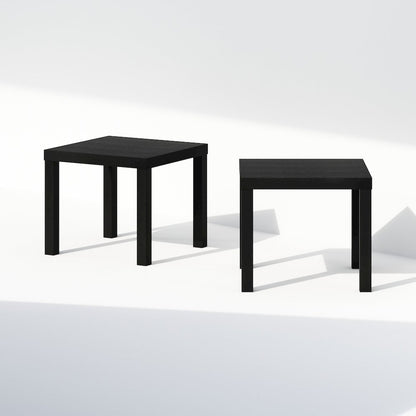 Simple Square Coffee Table, Side Table, Set of 2, Black