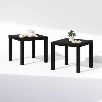 Simple Square Coffee Table, Side Table, Set of 2, Black