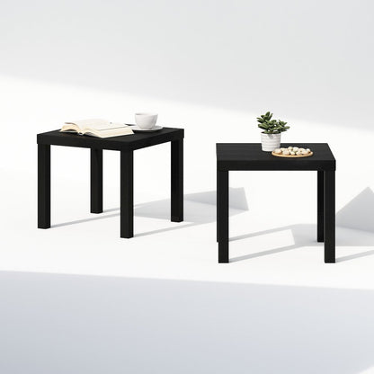 Simple Square Coffee Table, Side Table, Set of 2, Black