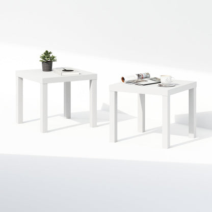 Simple Square Coffee Table, Side Table, Set of 2, White
