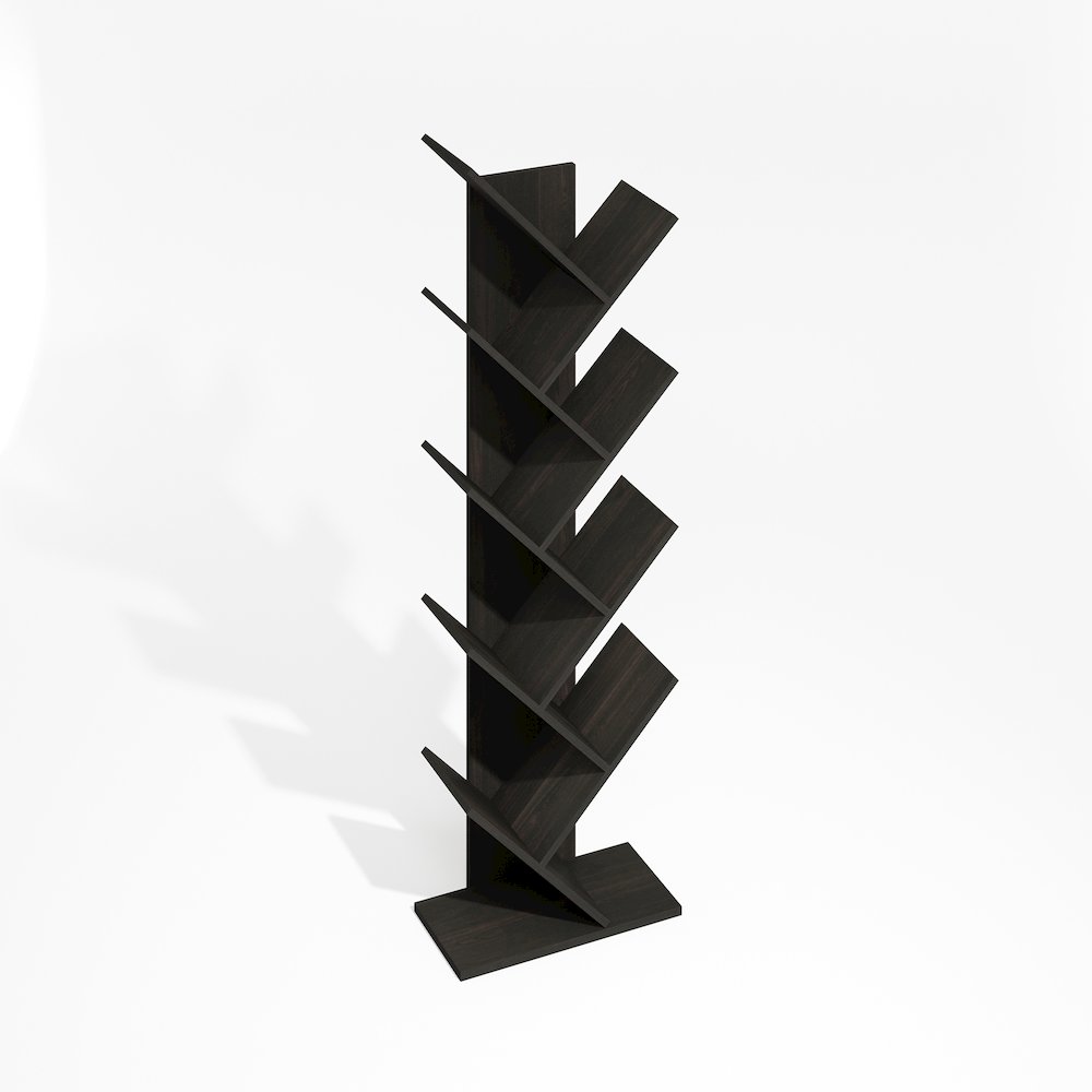 Tree Bookshelf 9-Tier Floor Standing Tree Bookcase, Black Espresso