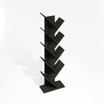 Tree Bookshelf 9-Tier Floor Standing Tree Bookcase, Black Espresso