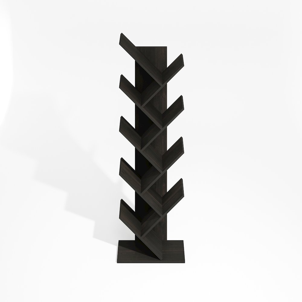 Tree Bookshelf 9-Tier Floor Standing Tree Bookcase, Black Espresso