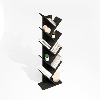 Tree Bookshelf 9-Tier Floor Standing Tree Bookcase, Black Espresso