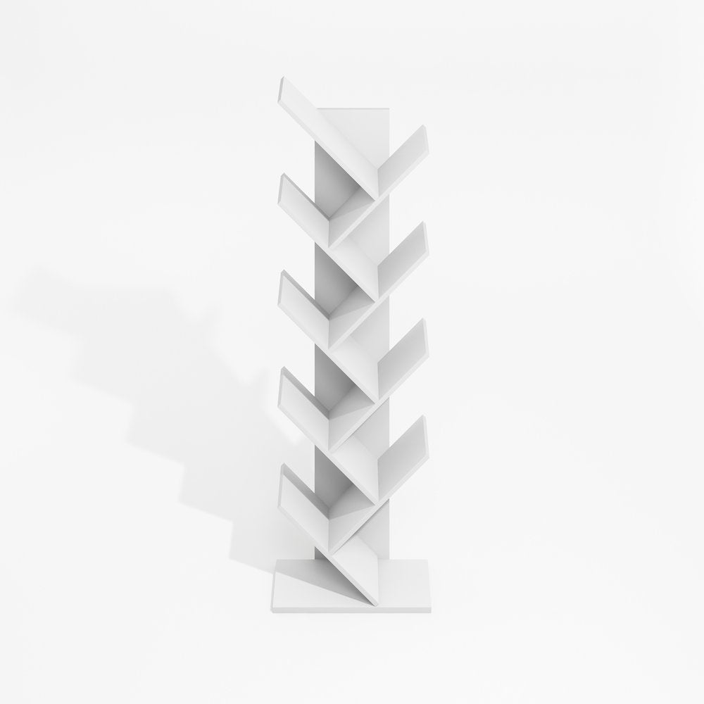 Tree Bookshelf 9-Tier Floor Standing Tree Bookcase, Plain White