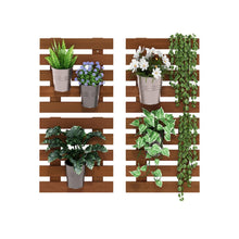 Outdoor Vertical Wall Planter, Set of 4 Wooden Hanging Planters, Light Wood