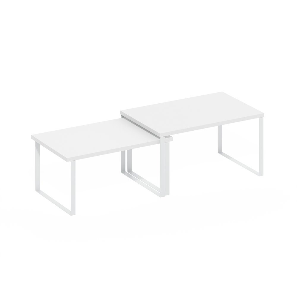 Stackable Kitchen Counter Shelves, Set of 2, White/White