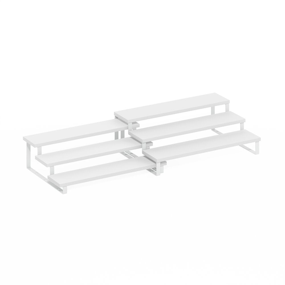 Nestable Kitchen Counter Spice Rack Organizer, Set of 2, White/White