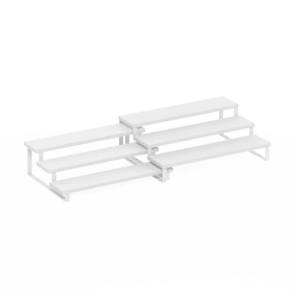Nestable Kitchen Counter Spice Rack Organizer, Set of 2, White/White