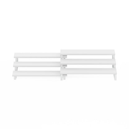 Nestable Kitchen Counter Spice Rack Organizer, Set of 2, White/White