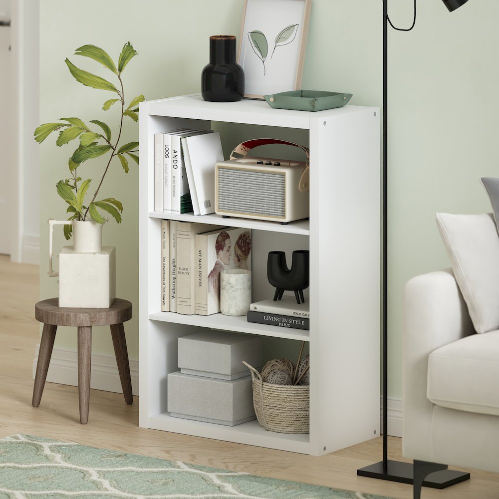 Viola 3-Tier Open Shelf Bookcase, Bookshelf, White