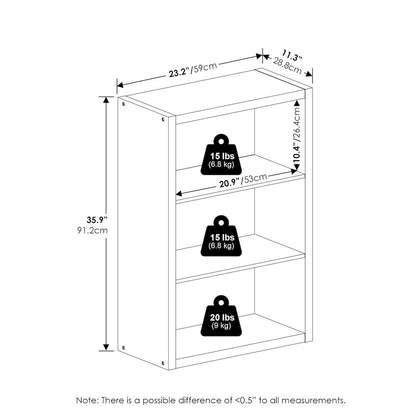 Viola 3-Tier Open Shelf Bookcase, Bookshelf, White