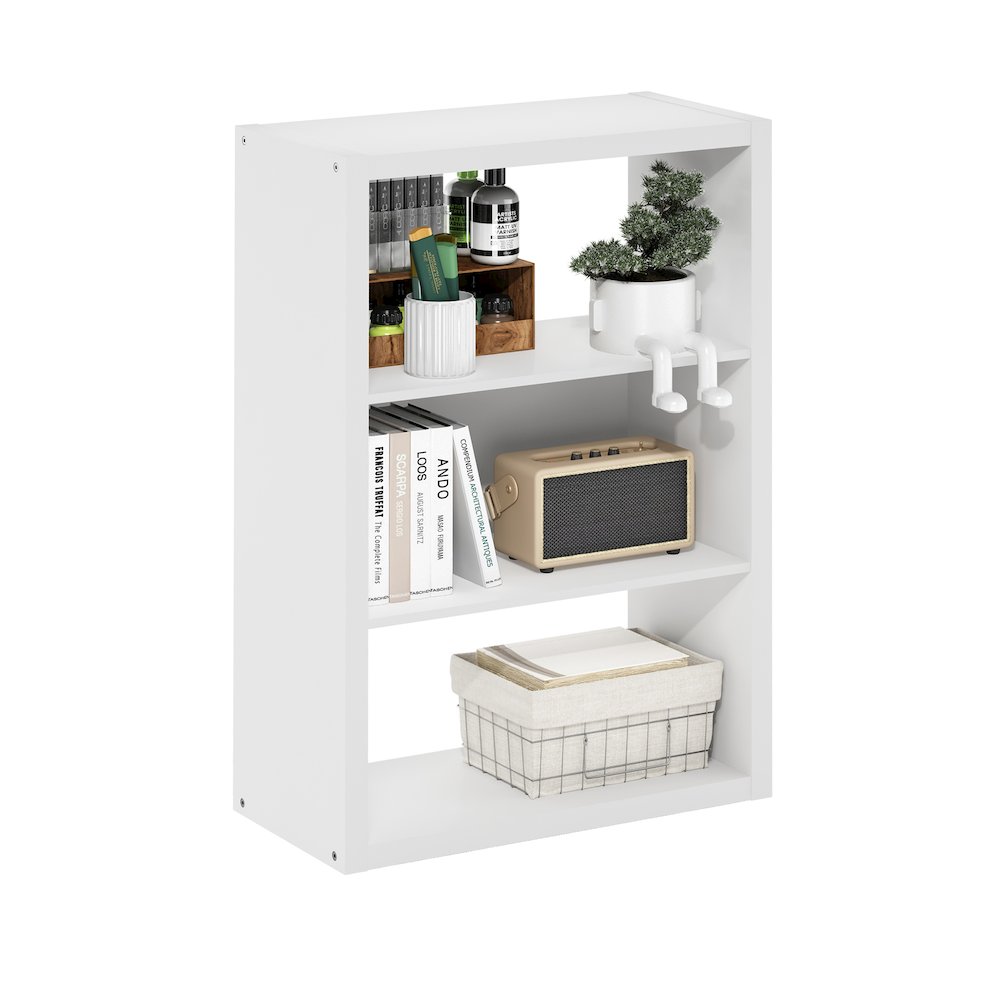 Viola 3-Tier Open Shelf Bookcase, Bookshelf, White