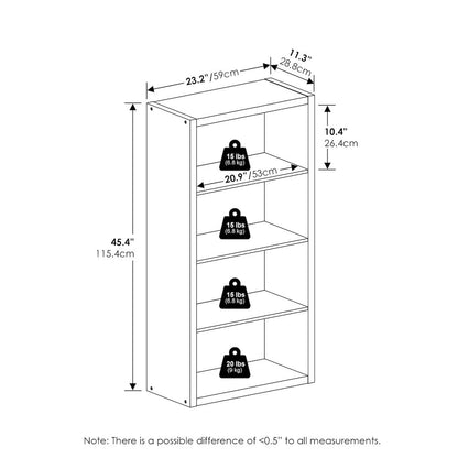 Viola 4-Tier Open Shelf Bookcase, Bookshelf, Dark Oak