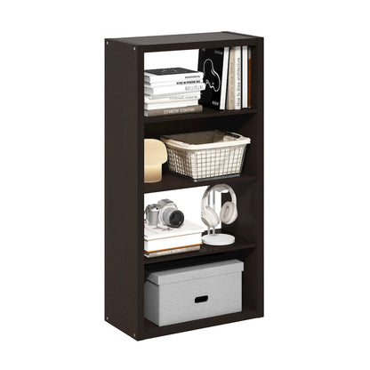 Viola 4-Tier Open Shelf Bookcase, Bookshelf, Dark Oak