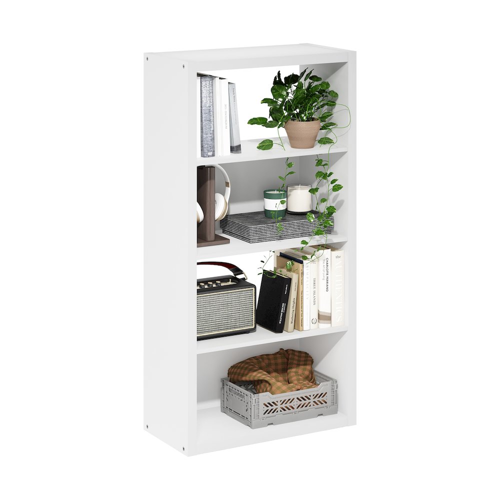 Viola 4-Tier Open Shelf Bookcase, Bookshelf, White