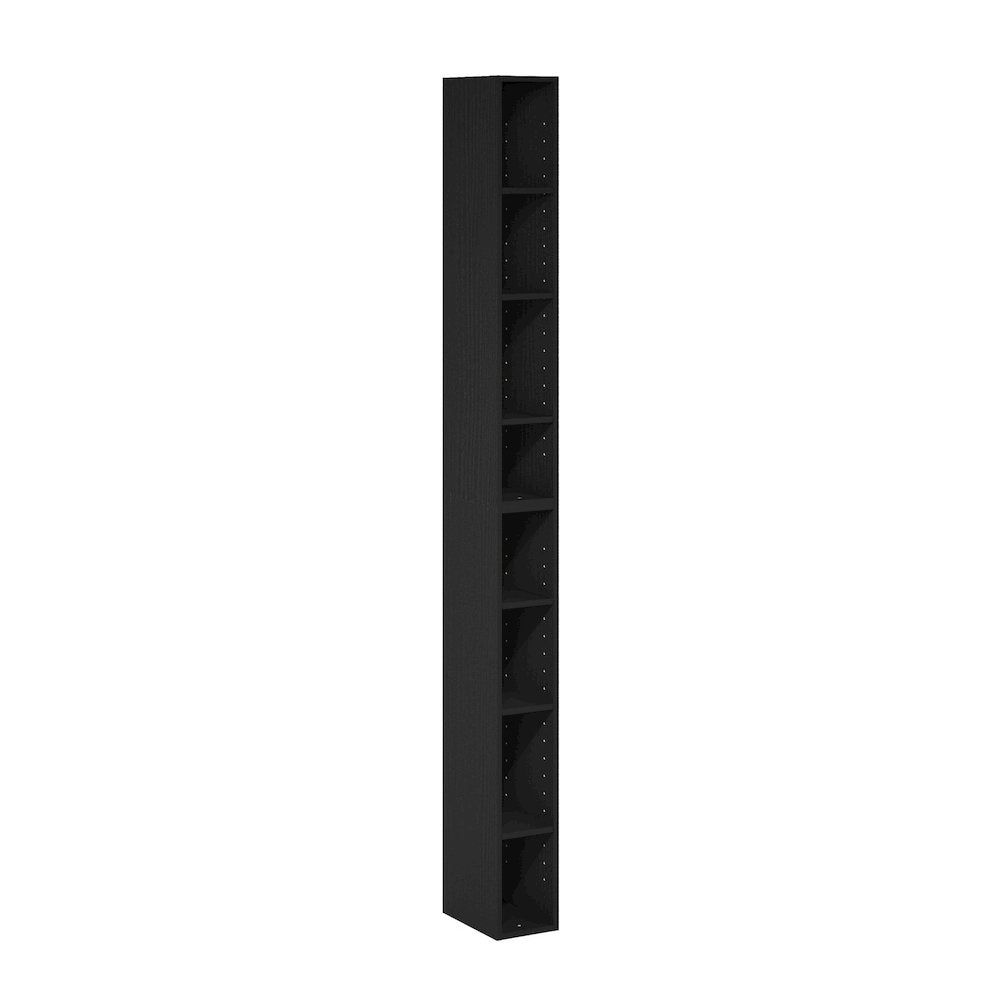 Fulda 8-Tier Space Saving Storage Shelf Bookcase, 6-Inch Width, Blackwood