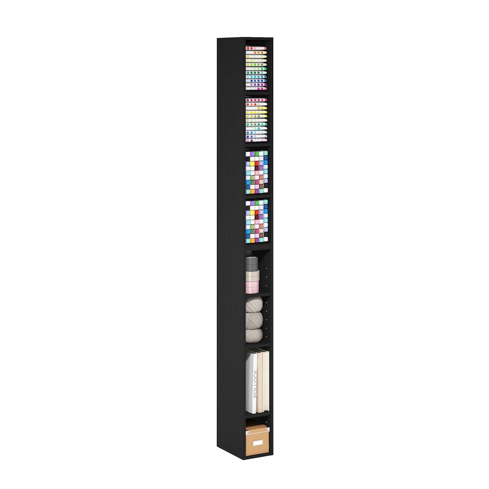Fulda 8-Tier Space Saving Storage Shelf Bookcase, 6-Inch Width, Blackwood