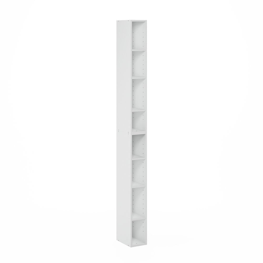 Fulda 8-Tier Space Saving Storage Shelf Bookcase, 6-Inch Width, White