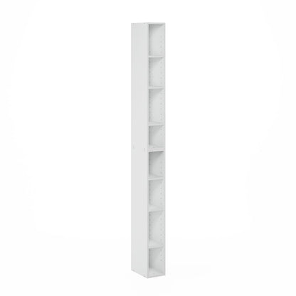 Fulda 8-Tier Space Saving Storage Shelf Bookcase, 6-Inch Width, White