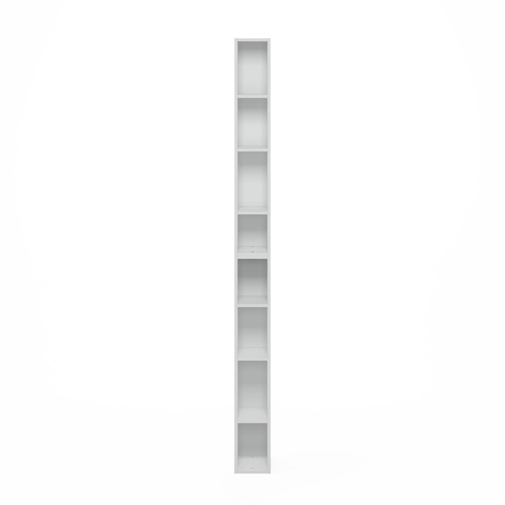 Fulda 8-Tier Space Saving Storage Shelf Bookcase, 6-Inch Width, White