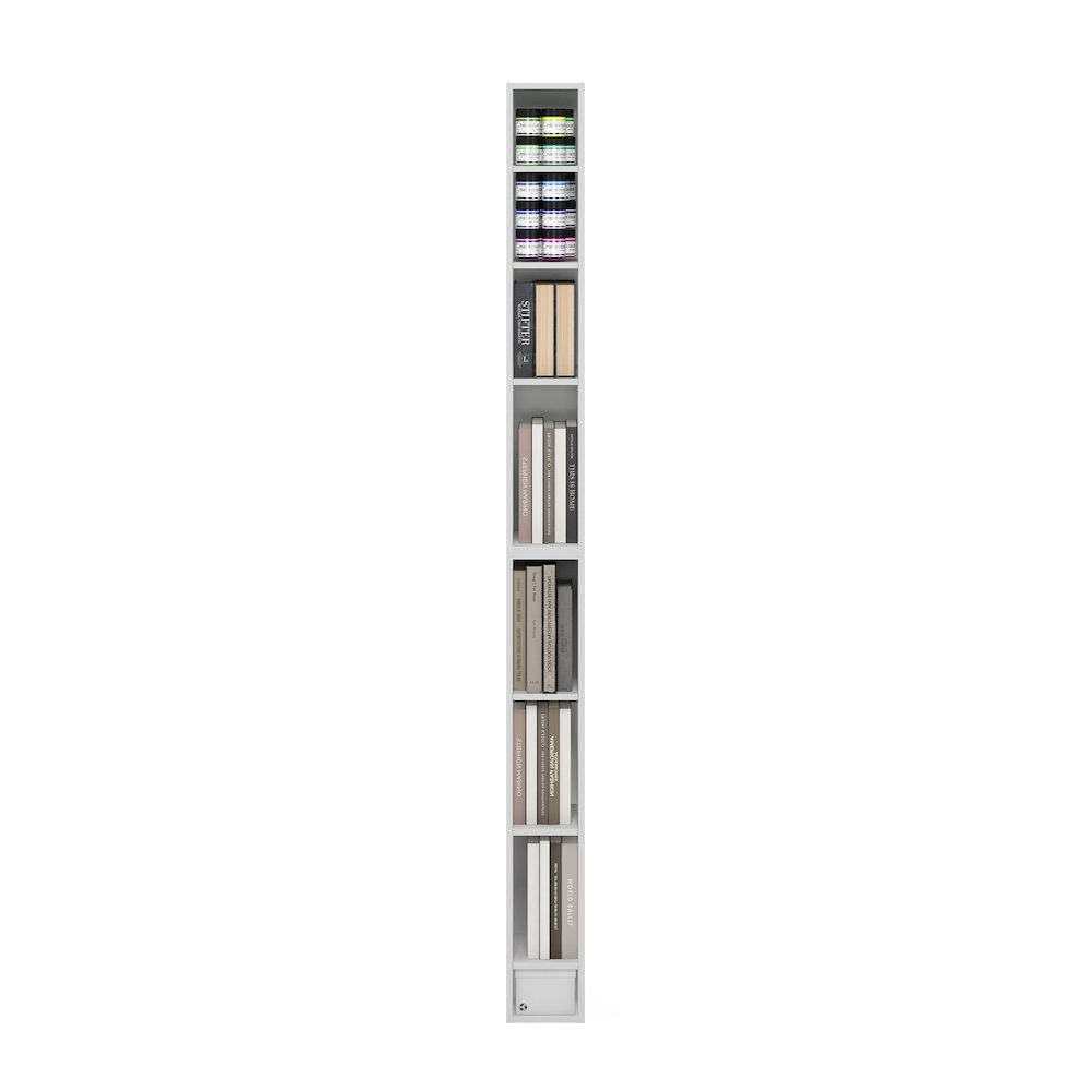 Fulda 8-Tier Space Saving Storage Shelf Bookcase, 6-Inch Width, White
