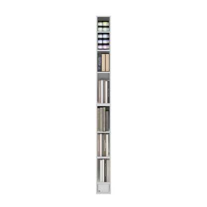 Fulda 8-Tier Space Saving Storage Shelf Bookcase, 6-Inch Width, White