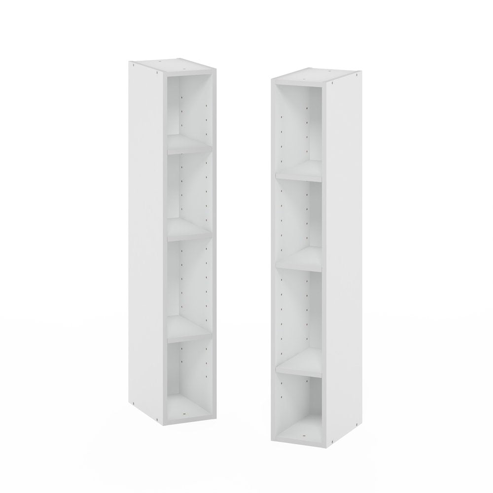 Fulda 8-Tier Space Saving Storage Shelf Bookcase, 6-Inch Width, White